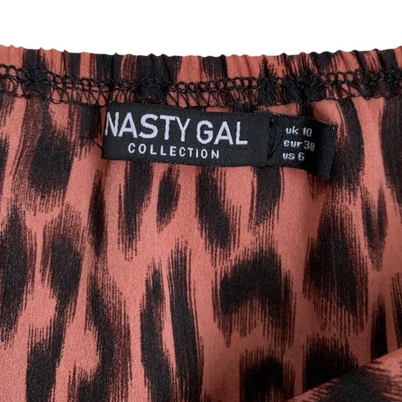 Nasty Gal Top Size 6 Pink Black Cheetah Blouse Lightweight Animal Print Shirt - Picture 3 of 5